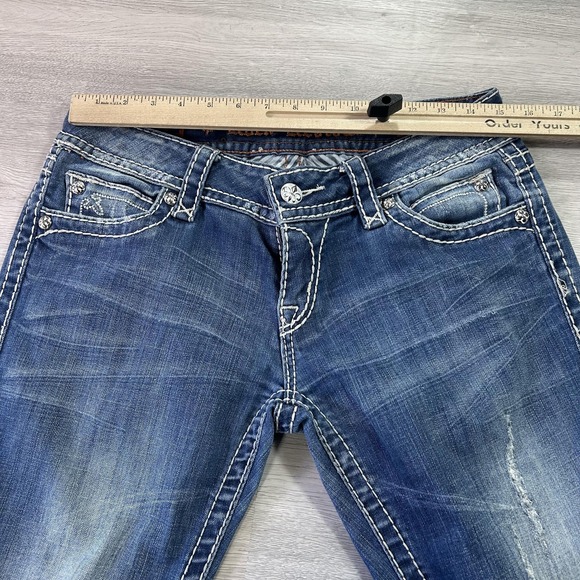 Rock Revival Jamie Easy Boot Jeans Womens 28 Blue Bootcut Distressed Denim - Picture 11 of 16